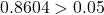 0.8604 > 0.05