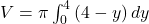 V = \pi \int_{0}^{4} \left(4 - y\right) dy